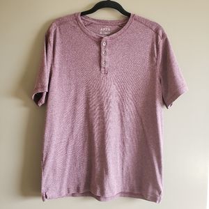 Kohls Apt 9 Premium Flex Men's Marled Purple Short Sleeve Henley Shirt XL